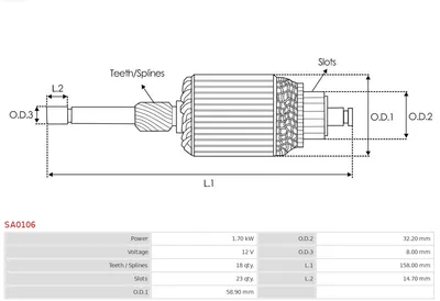Inducted, starter engine AS-PL SA0106