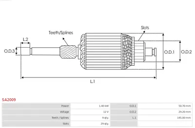 Inducted, starter engine AS-PL SA2009