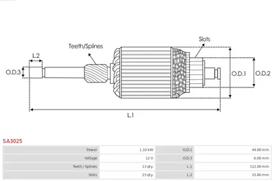 Induced, starter engine AS-PL SA3025