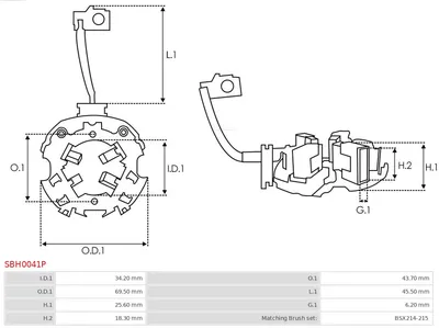 Support, carbon brushes AS-PL SBH0041P