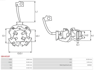 Support, carbon brushes AS-PL SBH4016P