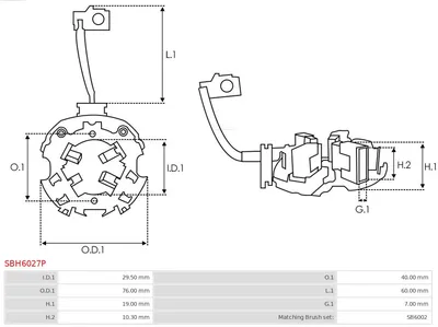 Support, carbon brushes AS-PL SBH6027P