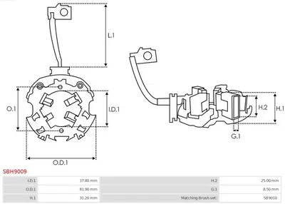 Support, carbon brushes AS-PL SBH9009
