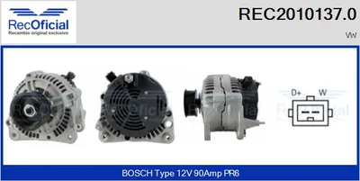 Alternator Vw TRANSPORTER T4 Bus · Vw TRANSPORTER T4 Van · Vw TRANSPORTER T4 Platform/Chassis (70E, 70L, 70M, 7DE, 7DL, 7D
