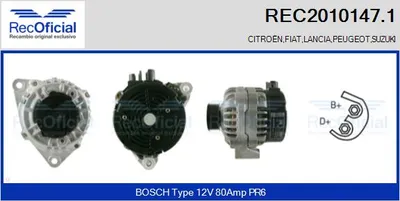 Alternator Citroën JUMPER I Bus · Peugeot 806 · Citroën XANTIA