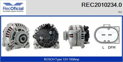 Alternator Vw TOUAREG · Vw MULTIVAN T5 · Vw TRANSPORTER T5 Platform/Chassis (7JD, 7JE, 7JL, 7JY, 7JZ, 7F
