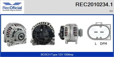 Alternator Vw TOUAREG · Vw MULTIVAN T5 · Vw TRANSPORTER T5 Platform/Chassis (7JD, 7JE, 7JL, 7JY, 7JZ, 7F