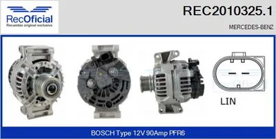 Alternator Mercedes-Benz SPRINTER 3-t Bus · Mercedes-Benz SPRINTER 3-t Van · Mercedes-Benz SPRINTER 3-t Platform/Chassis