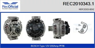 Alternator Mercedes-Benz SPRINTER 2-t Platform/Chassis · Mercedes-Benz SPRINTER 2-t Van · Mercedes-Benz SPRINTER 2-t Bus