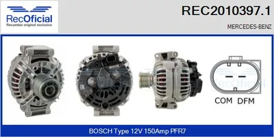 Alternator Mercedes-Benz E-CLASS · Mercedes-Benz E-CLASS T-Model · Mercedes-Benz SPRINTER 3-t Bus