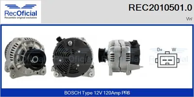 Alternator Vw TRANSPORTER T4 Bus · Vw TRANSPORTER T4 Van · Vw TRANSPORTER T4 Platform/Chassis (70E, 70L, 70M, 7DE, 7DL, 7D