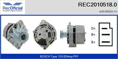 Alternator Vw JETTA I · Audi 80 B2 Saloon · Vw SANTANA