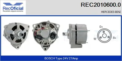 Alternator Mercedes-Benz T2/L Van · Mercedes-Benz T2/L Platform/Chassis · Mercedes-Benz T2/LN1 Van