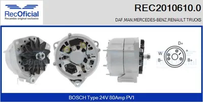 Alternator Mercedes-Benz T2/L Van · Mercedes-Benz T2/L Platform/Chassis · Mercedes-Benz T2/LN1 Van