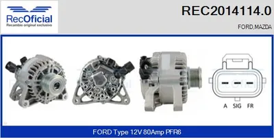 Alternator Ford FIESTA V · Ford FUSION · Mazda 2