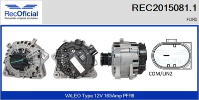 Alternator Ford TOURNEO CUSTOM V362 Bus · Ford TRANSIT CUSTOM V362 Van · Ford TRANSIT CUSTOM V362 Bus
