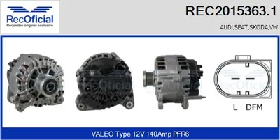 Alternator Vw POLO IV · Vw TOURAN · Audi A3