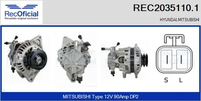Alternator Mitsubishi PAJERO II · Mitsubishi L200 · Hyundai H-1 / STAREX Bus