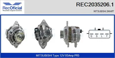 Alternator Smart FORFOUR · Mitsubishi COLT VI · Mitsubishi COLT CZC VI Convertible