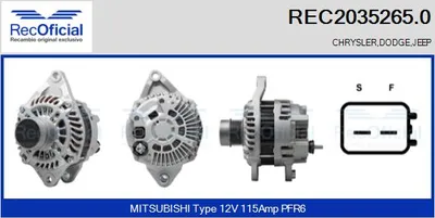 Alternator Jeep COMPASS · Dodge CALIBER · Dodge AVENGER