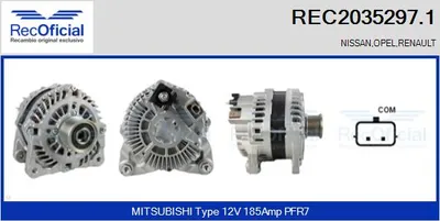 Alternator Renault MASTER III Van · Renault MASTER III Platform/Chassis · Opel MOVANO B Van