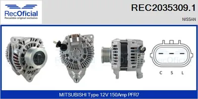 Alternator Nissan PATHFINDER III · Nissan NAVARA NP300 · Nissan MURANO II