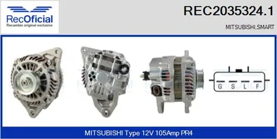 Alternator Mitsubishi COLT V · Mitsubishi LANCER VI · Mitsubishi GALANT VIII