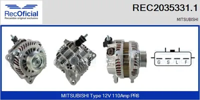 Alternator Mitsubishi OUTLANDER I · Mitsubishi GRANDIS