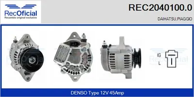 Alternator Daihatsu CHARADE II · Daihatsu CHARADE III · Piaggio PORTER Platform/Chassis