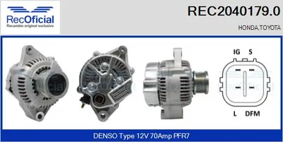Alternator Honda CIVIC VI Saloon · Toyota HIACE IV Bus · Toyota HIACE IV Van
