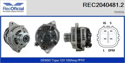 Alternator Toyota DYNA Platform/Chassis (KD_, LY_, _Y2_, _U3_, _U4_, _U6_, _U8