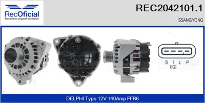 Alternator Ssangyong REXTON / REXTON II · Ssangyong RODIUS I · Ssangyong KYRON