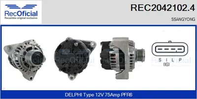 Alternator Ssangyong MUSSO · Ssangyong REXTON / REXTON II · Ssangyong KYRON