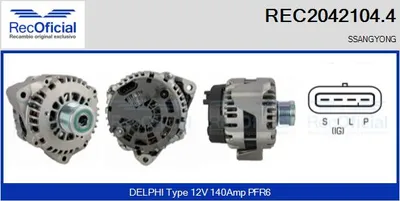 Alternator Ssangyong REXTON / REXTON II · Ssangyong KYRON · Ssangyong ACTYON I