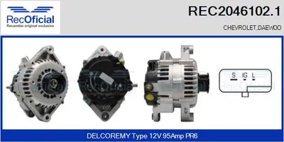 Alternator Daewoo LEGANZA · Daewoo REZZO · Daewoo EVANDA
