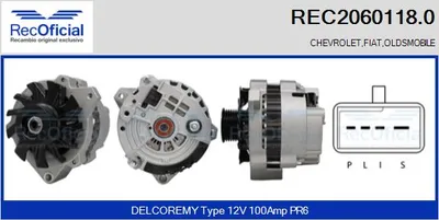 Alternator Fiat ULYSSE · Chevrolet BERETTA Coupe · Oldsmobile CUTLASS SUPREME Coupe