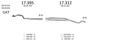 Exhaust System Vauxhall ASTRA Mk IV Convertible · Vauxhall ASTRA Mk IV Coupe · Vauxhall ASTRA Mk IV Estate