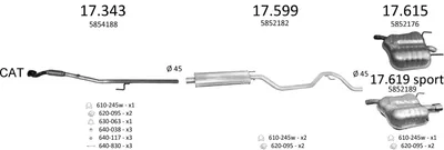 Exhaust System Opel VECTRA C · Vauxhall VECTRA Mk II · Opel VECTRA C GTS