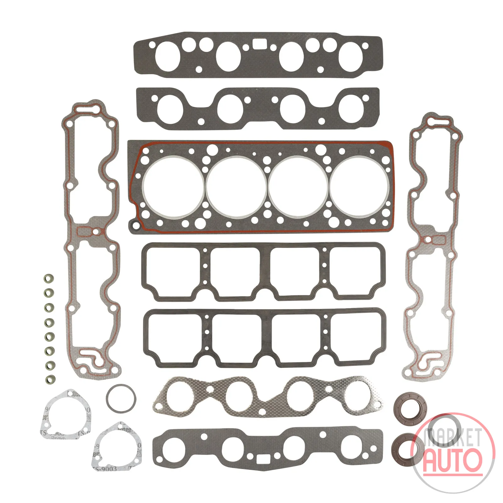 Cylinder head gasket set with shaft seal