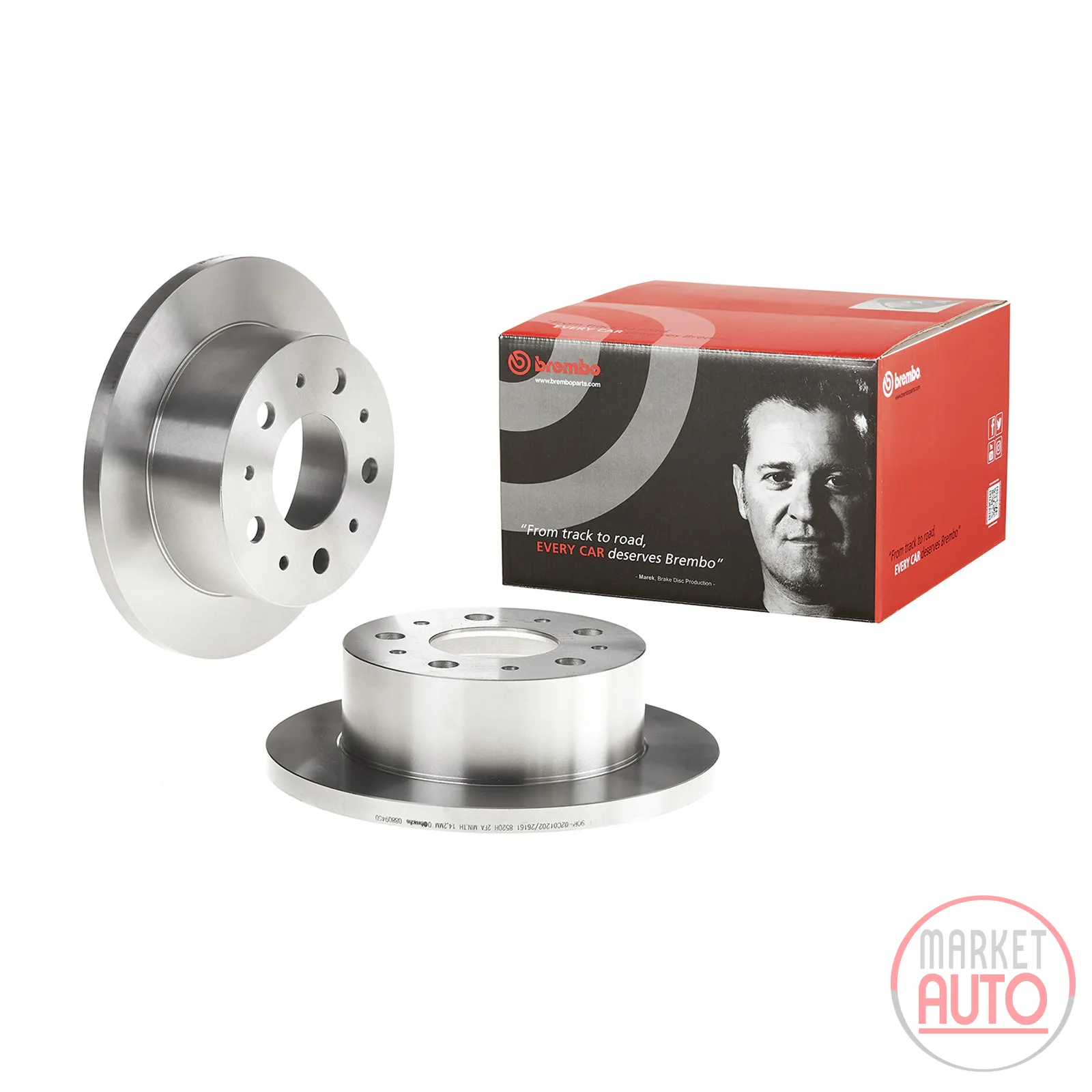 Rear brake disc full Brembo 280