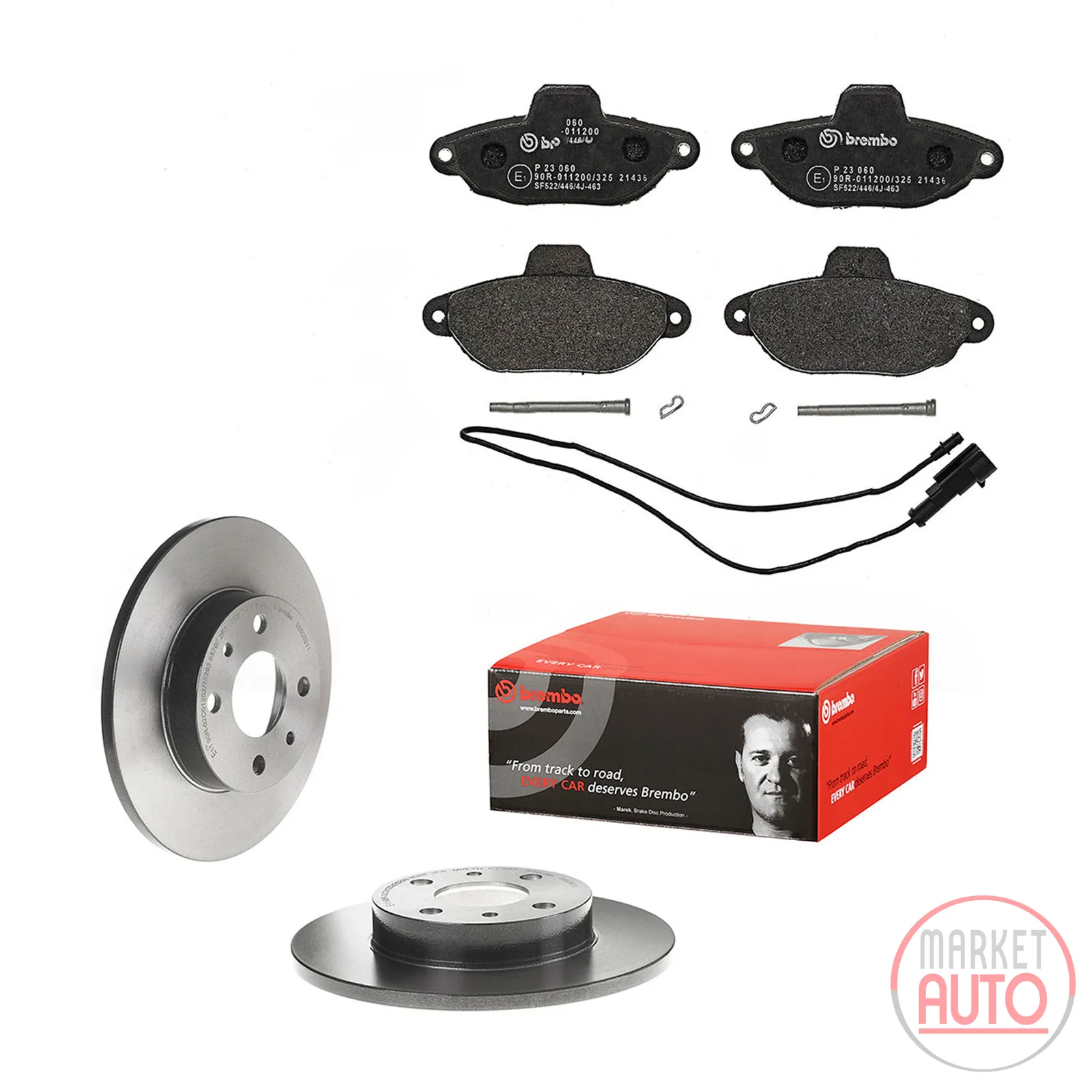 Brake disc set with brake pads front