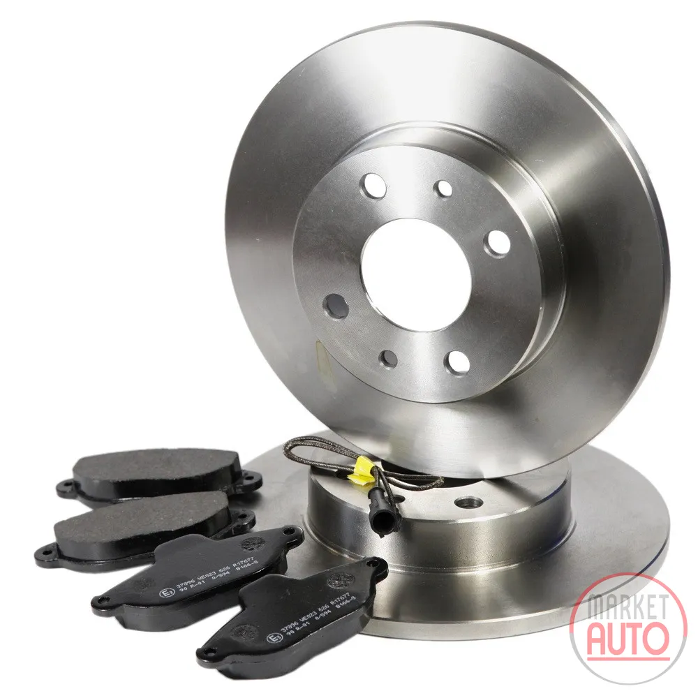 Brake disc set with brake pads front