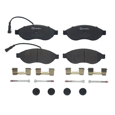 Front brake pads including 2x wear warning contact and with accessories Brembo