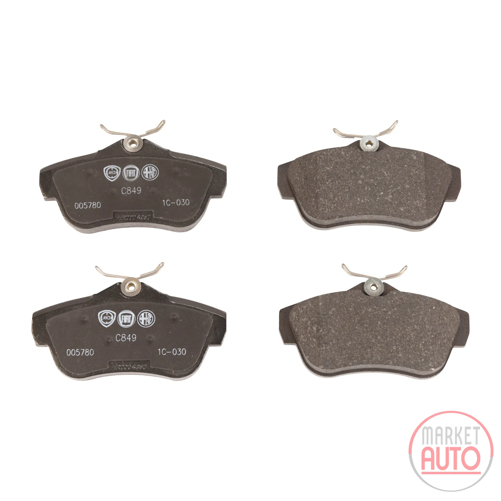Rear brake pads without accessories