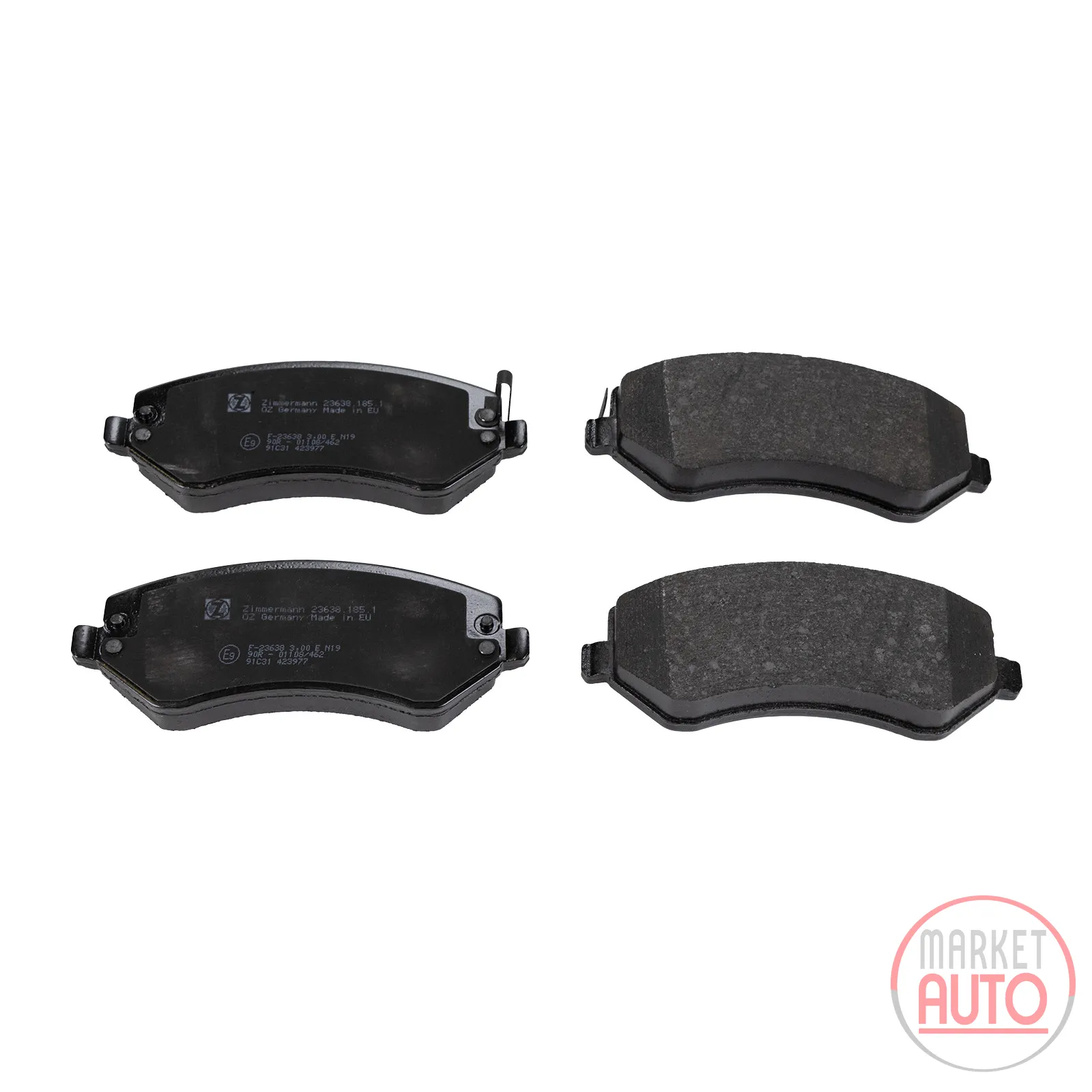 Front brake pads including wear contact