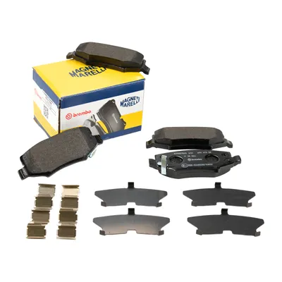 Rear brake pads including wear contact Magneti Marelli