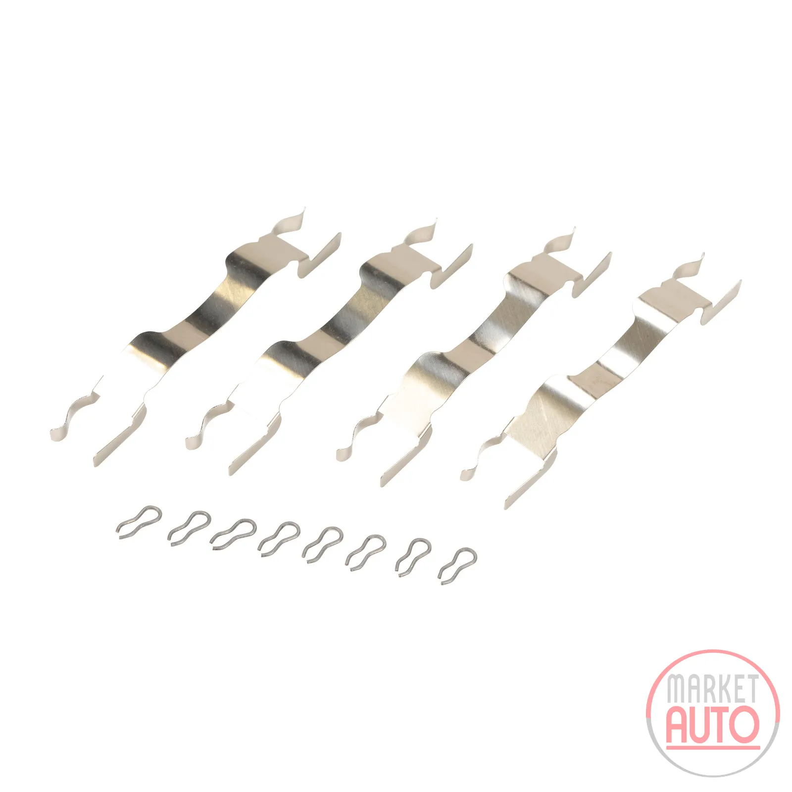Set of clamps for brake pads for 1 axle