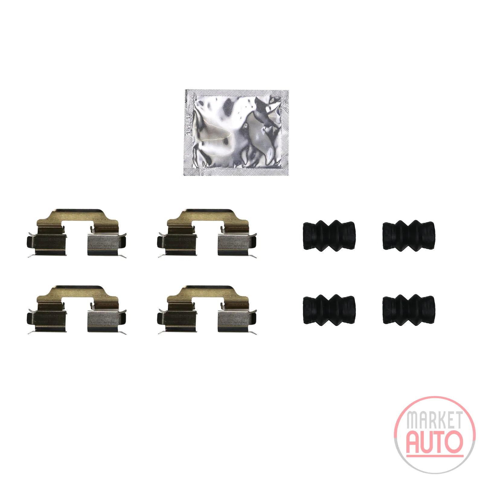 Clamp set for rear brake pads