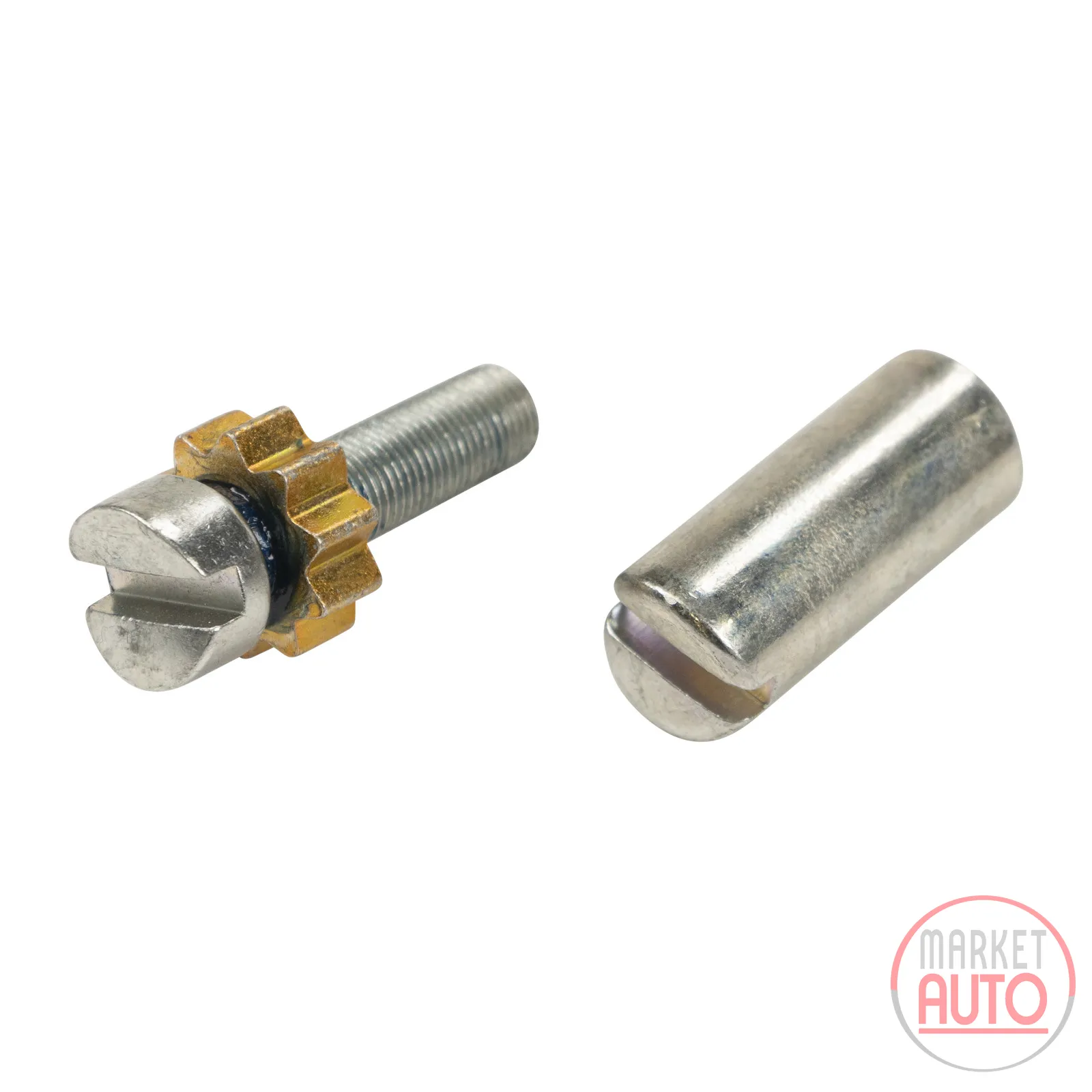 Threaded piece with gear, adjuster for parking brake