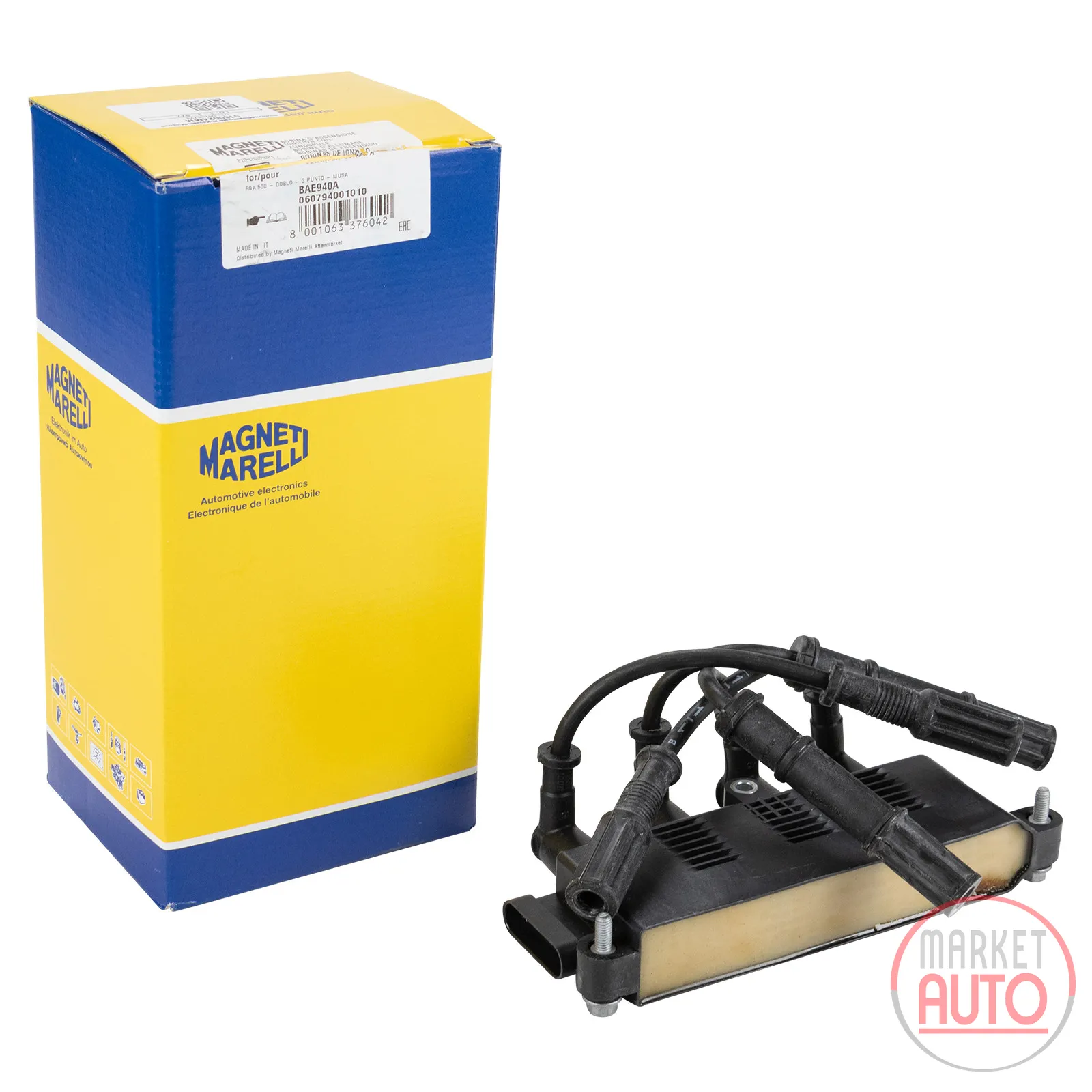 Block ignition coil for 4 candles Magneti Marelli with ignition cable